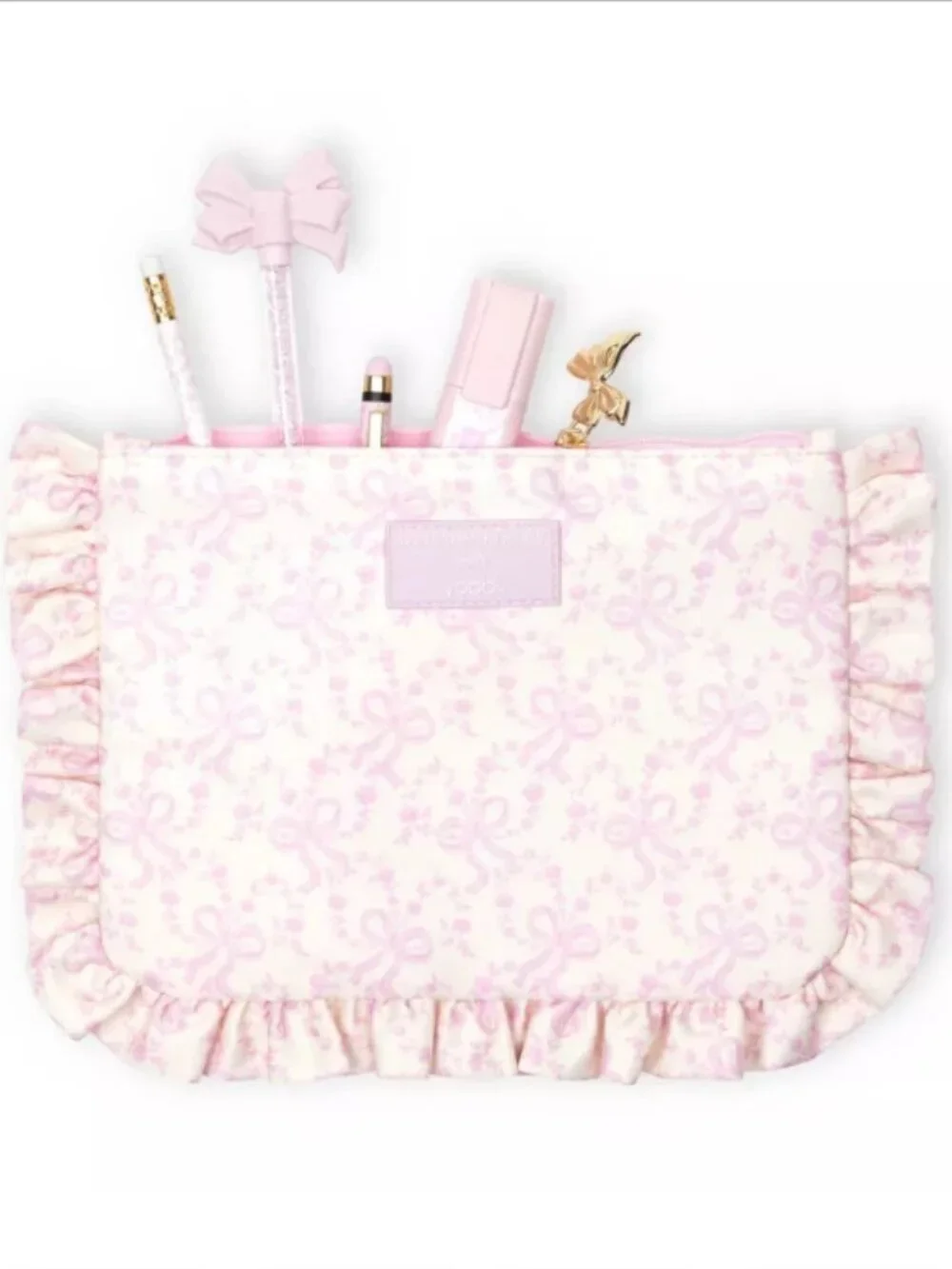 LoveShackFancy x Target - Yoobi Coquette Bow Flat Zip Pencil Case with Ruffles